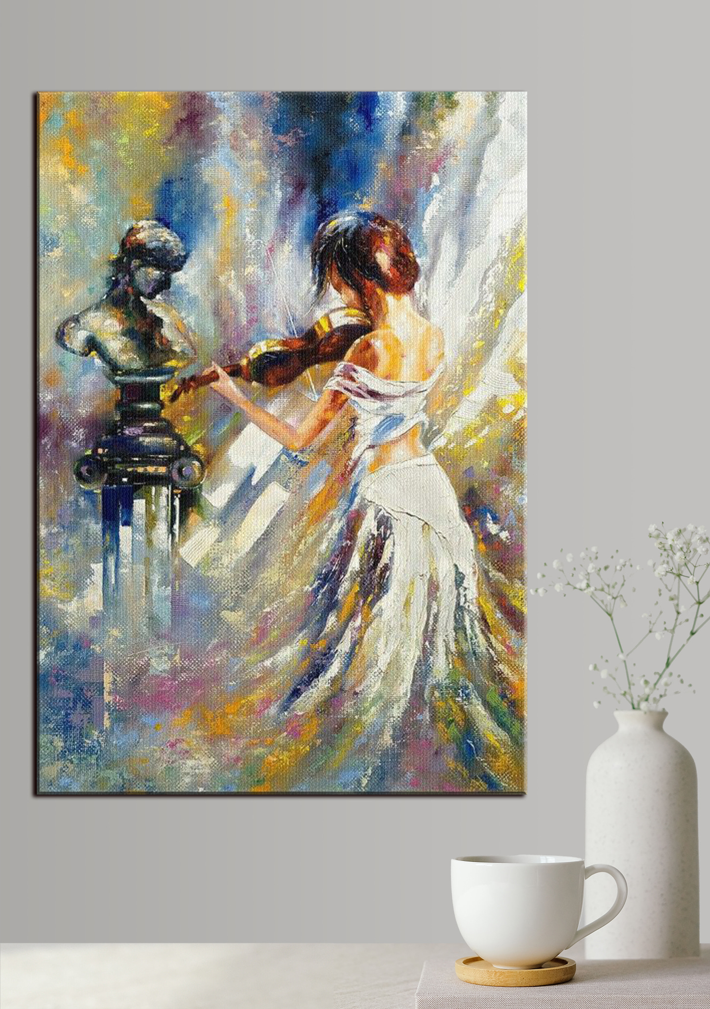 A painting of a woman playing a violin A painting of a woman playing a violin