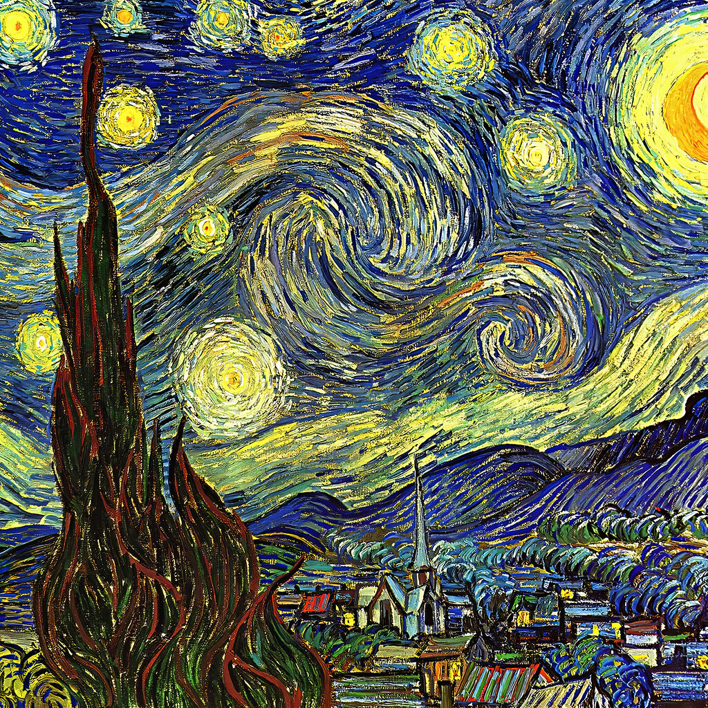 A painting of a starry night