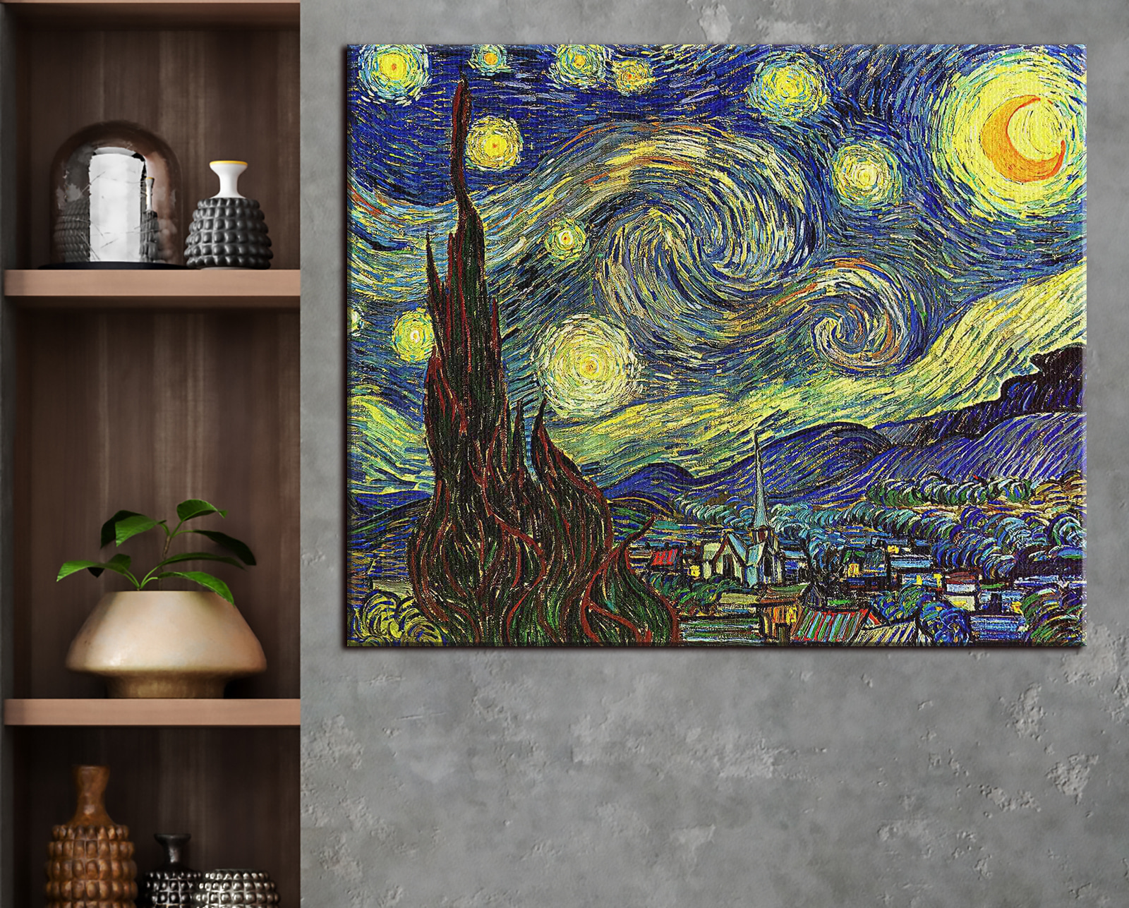 A painting of a starry night