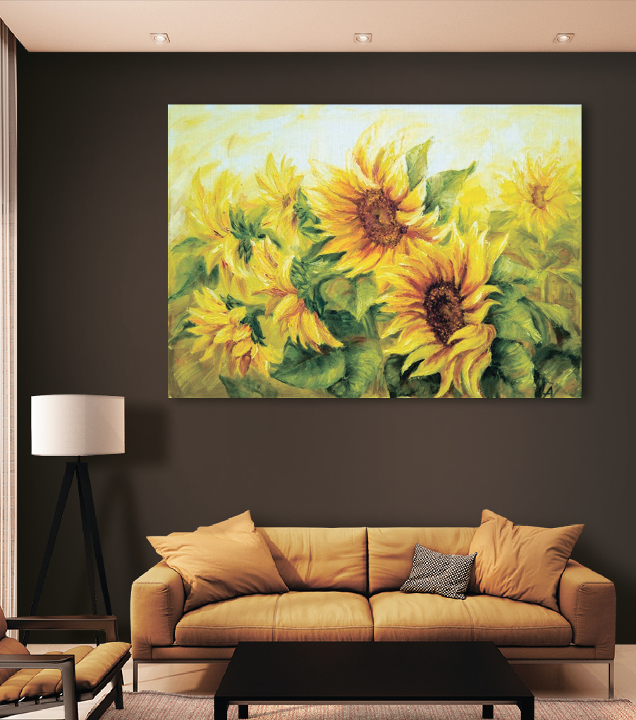 A painting of sunflowers