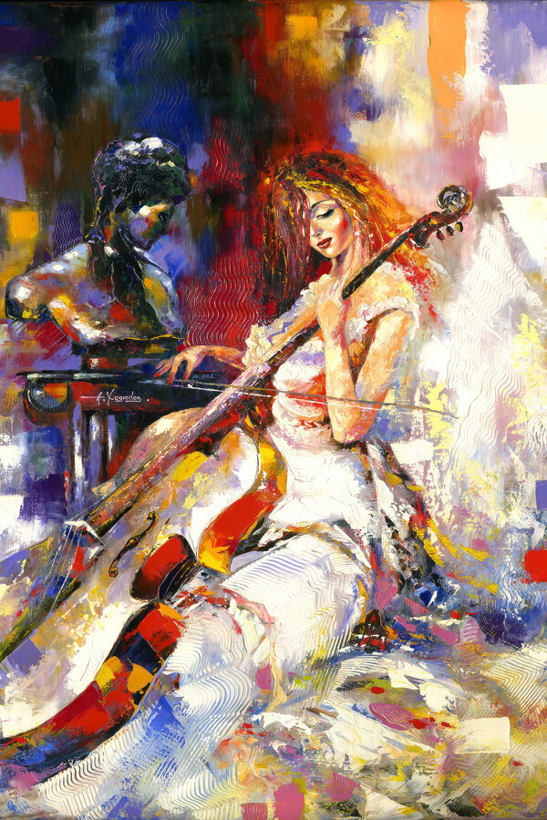Žena hrající na violoncello Žena hrající na violoncello