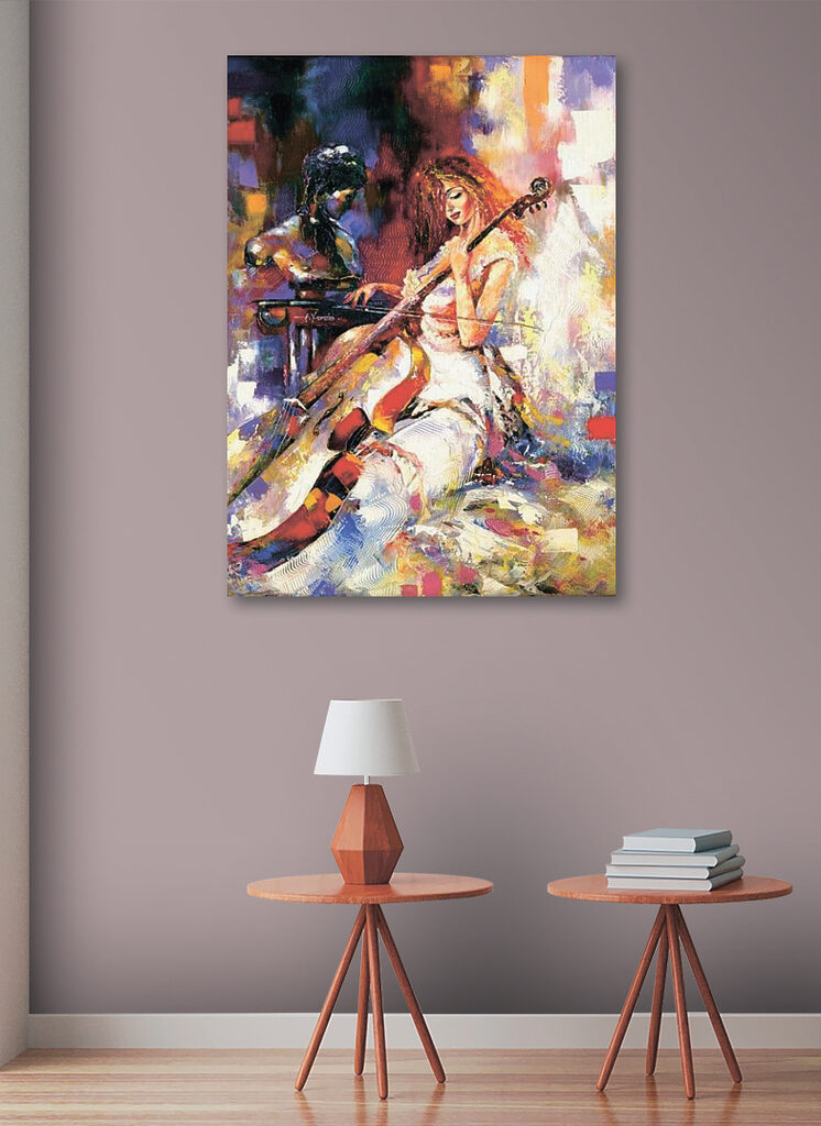 A woman playing a cello