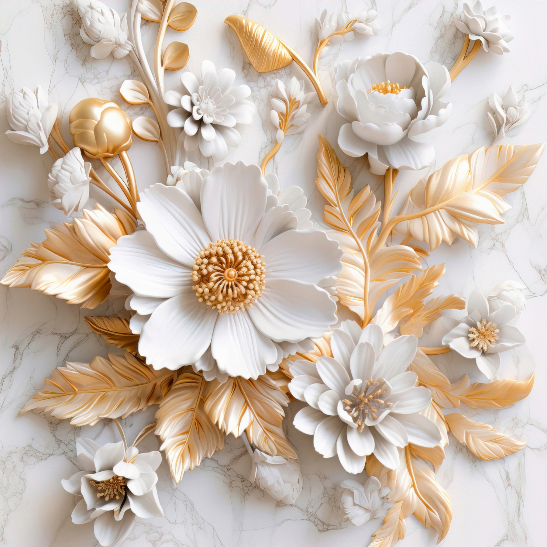 Elegant Floral Design in Cream and Beige