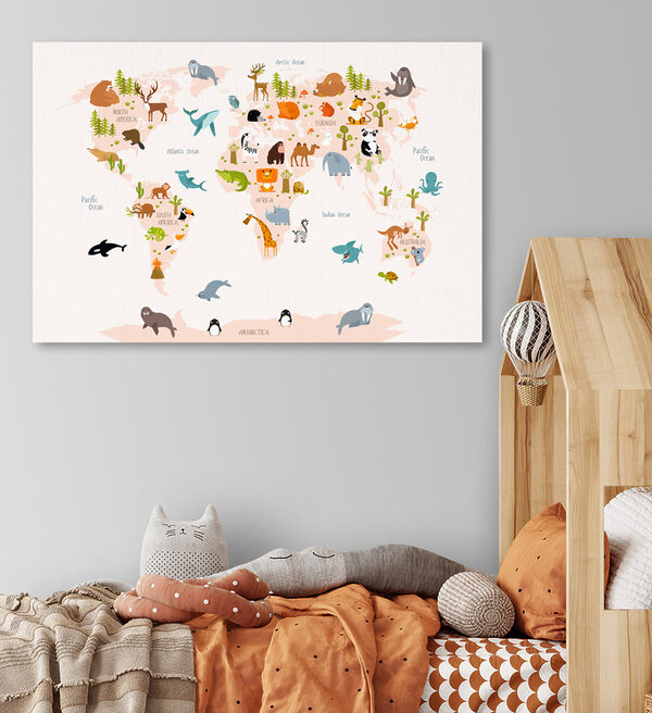 Mapa světa se zvířaty Mapa světa se zvířaty