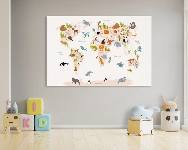Mapa světa se zvířaty Mapa světa se zvířaty