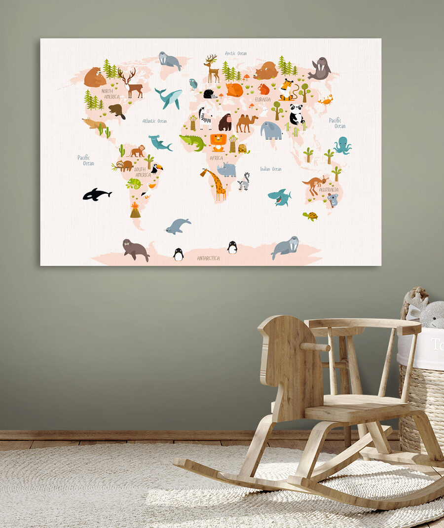 Mapa světa se zvířaty Mapa světa se zvířaty