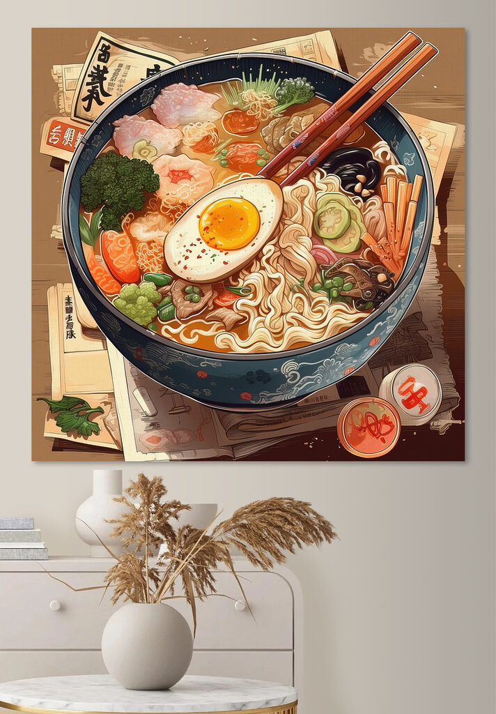 A bowl of ramen with chopsticks and an egg