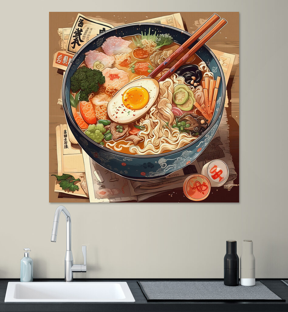 A bowl of ramen with chopsticks and an egg