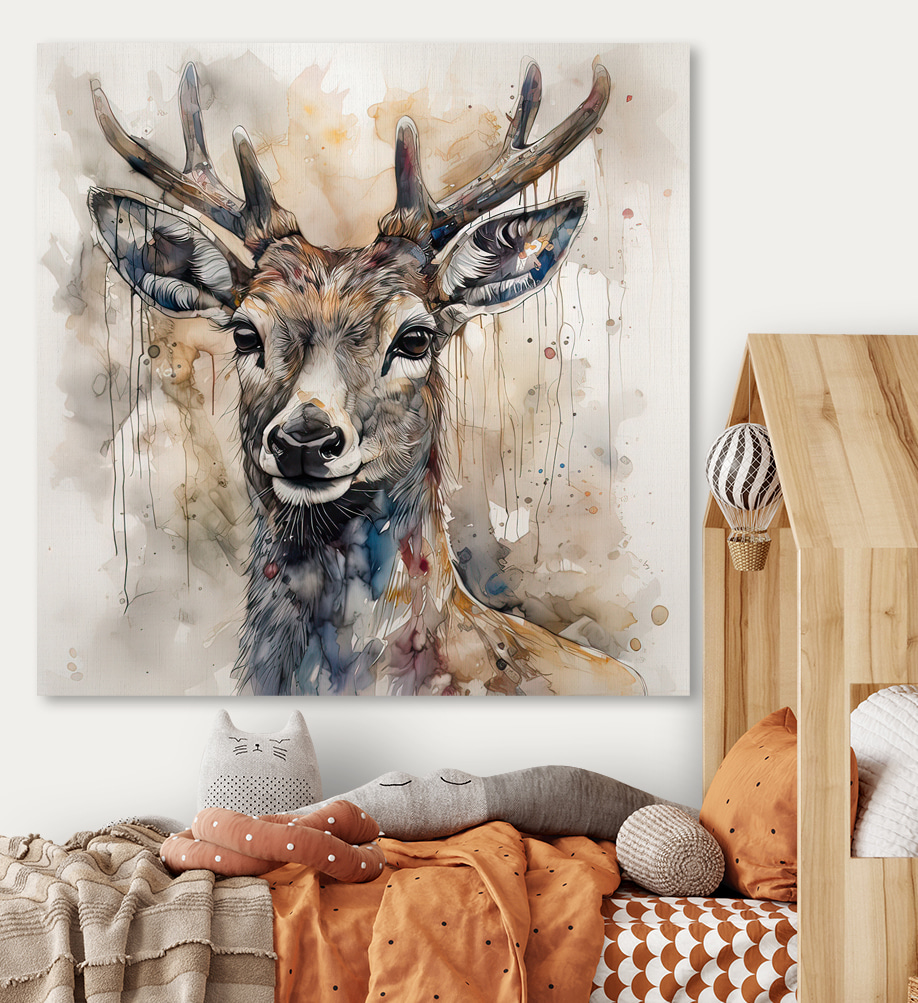 A watercolor of a deer