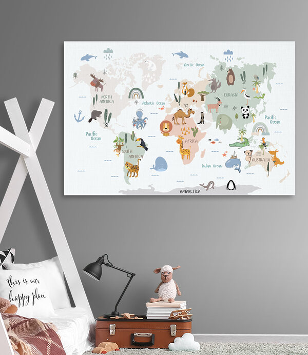 Mapa světa se zvířaty Mapa světa se zvířaty