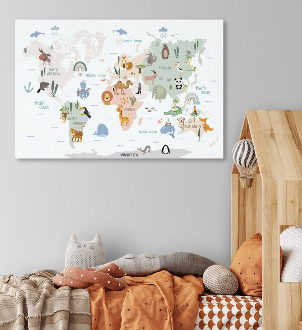 Mapa světa se zvířaty Mapa světa se zvířaty