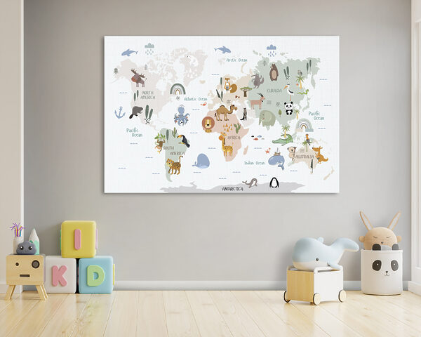 Mapa světa se zvířaty Mapa světa se zvířaty