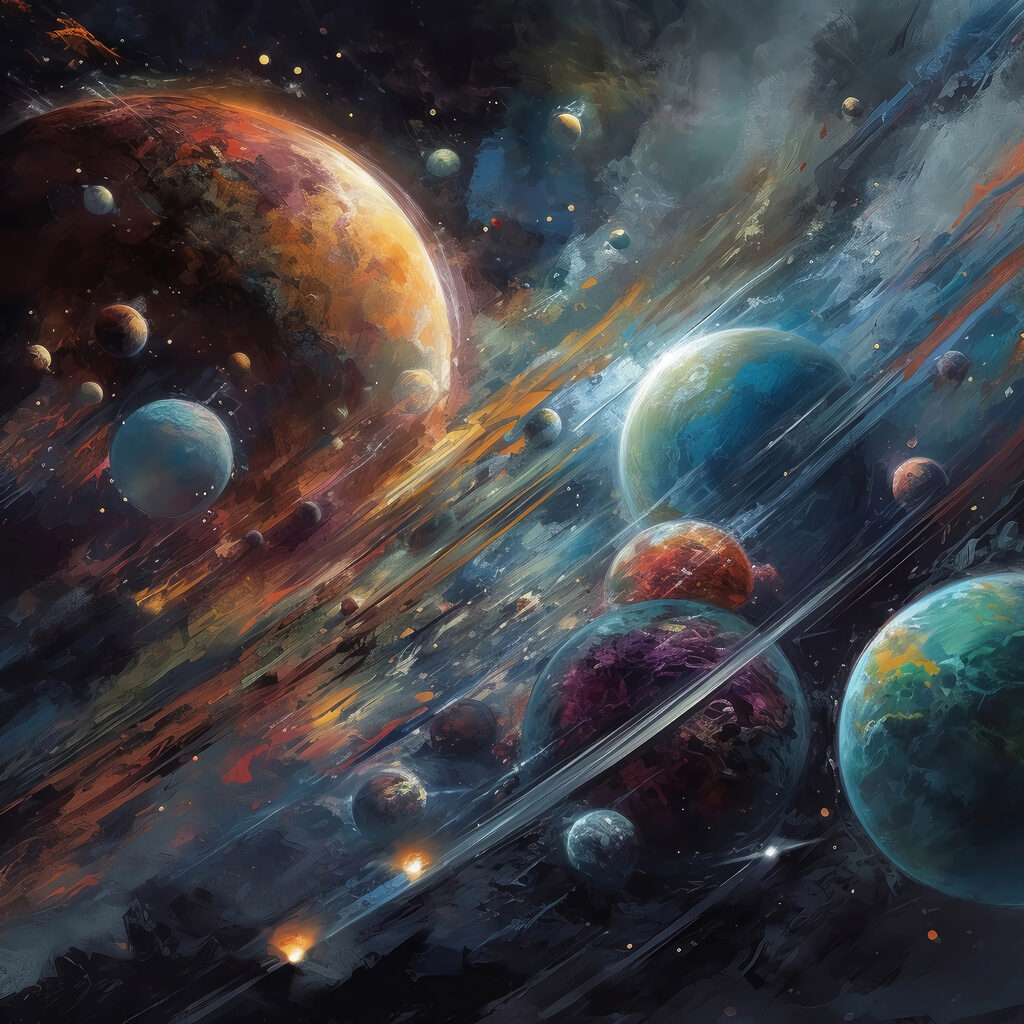 Planets in space with planets and stars Planets in space with planets and stars