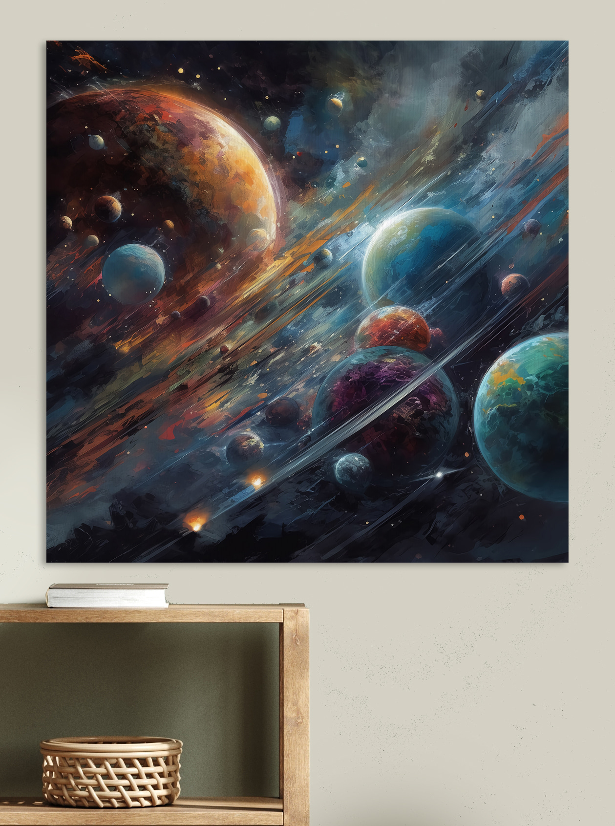 Planets in space with planets and stars Planets in space with planets and stars