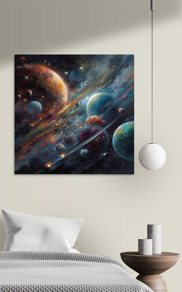 Planets in space with planets and stars Planets in space with planets and stars