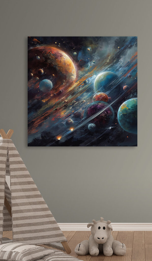 Planets in space with planets and stars Planets in space with planets and stars