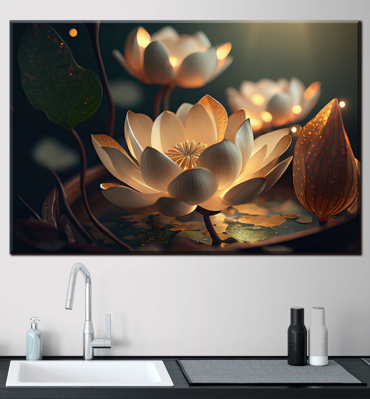 A white flower with yellow specks on it