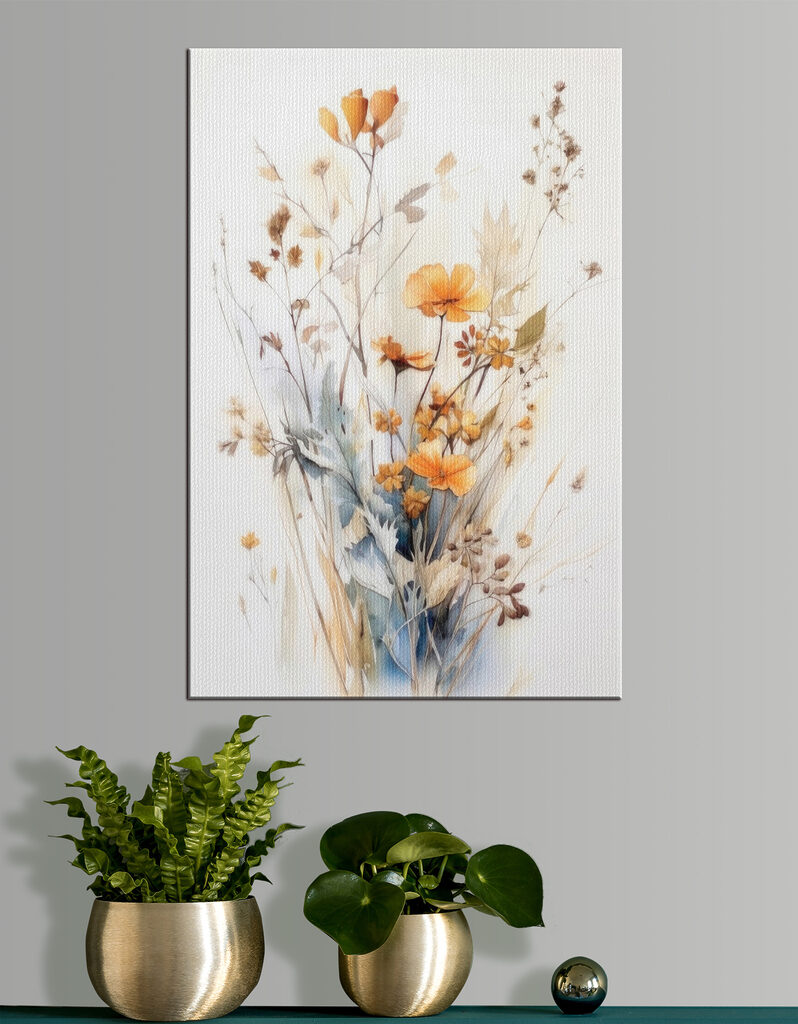 A painting of flowers and leaves A painting of flowers and leaves