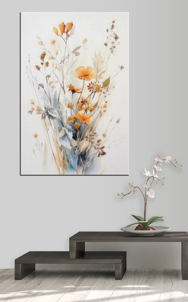 A painting of flowers and leaves A painting of flowers and leaves