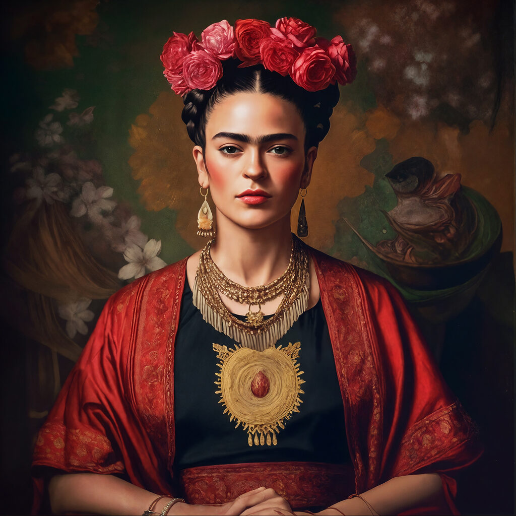 A woman with flowers in her hair