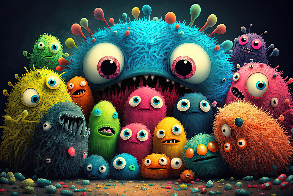 A group of colorful monsters A group of colorful monsters