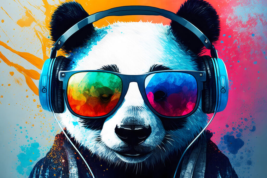 Obraz Panda se sluchátky na uších a slunečními brýlemi - Image 9