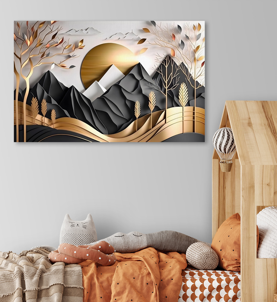 A paper cut out of a mountain landscape