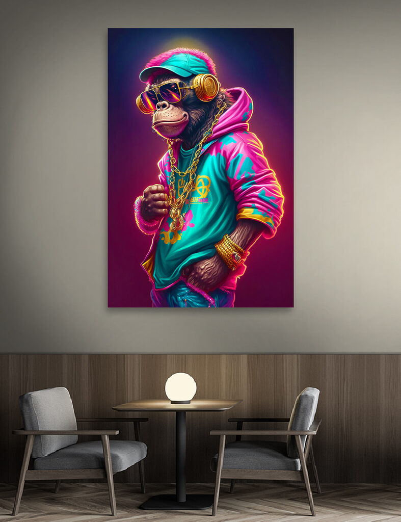 A monkey wearing a hat and sunglasses