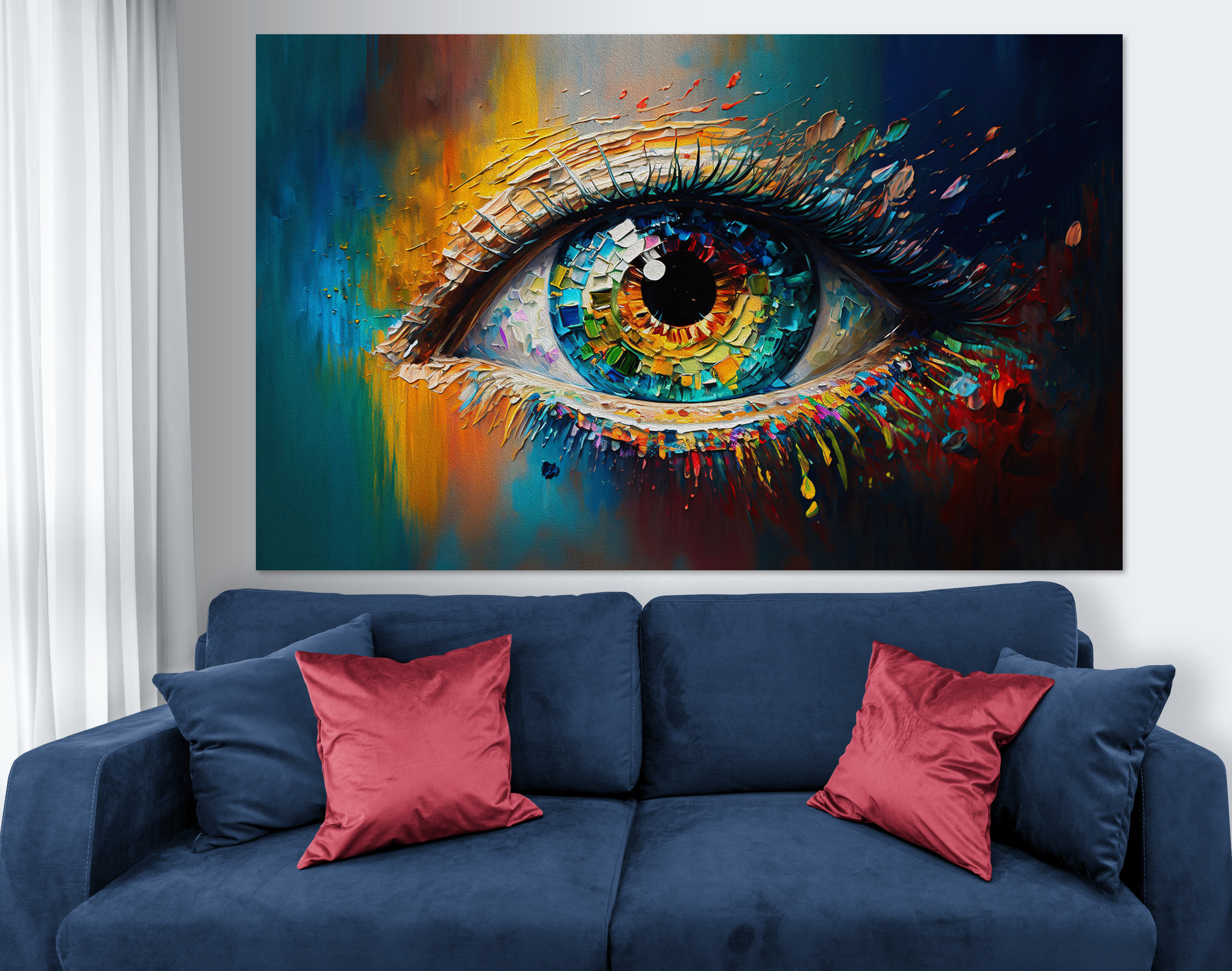 A colorful eye with many colors