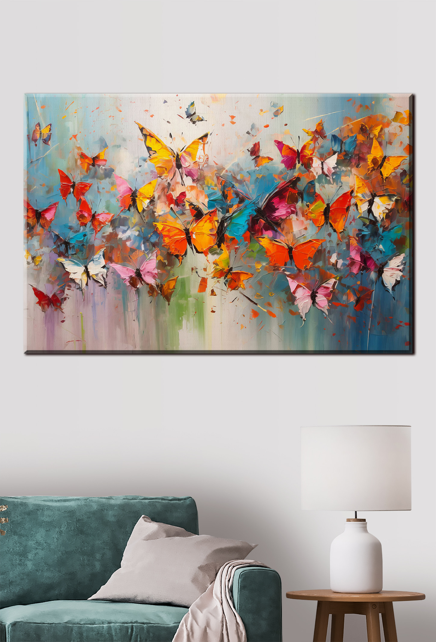 A group of butterflies flying