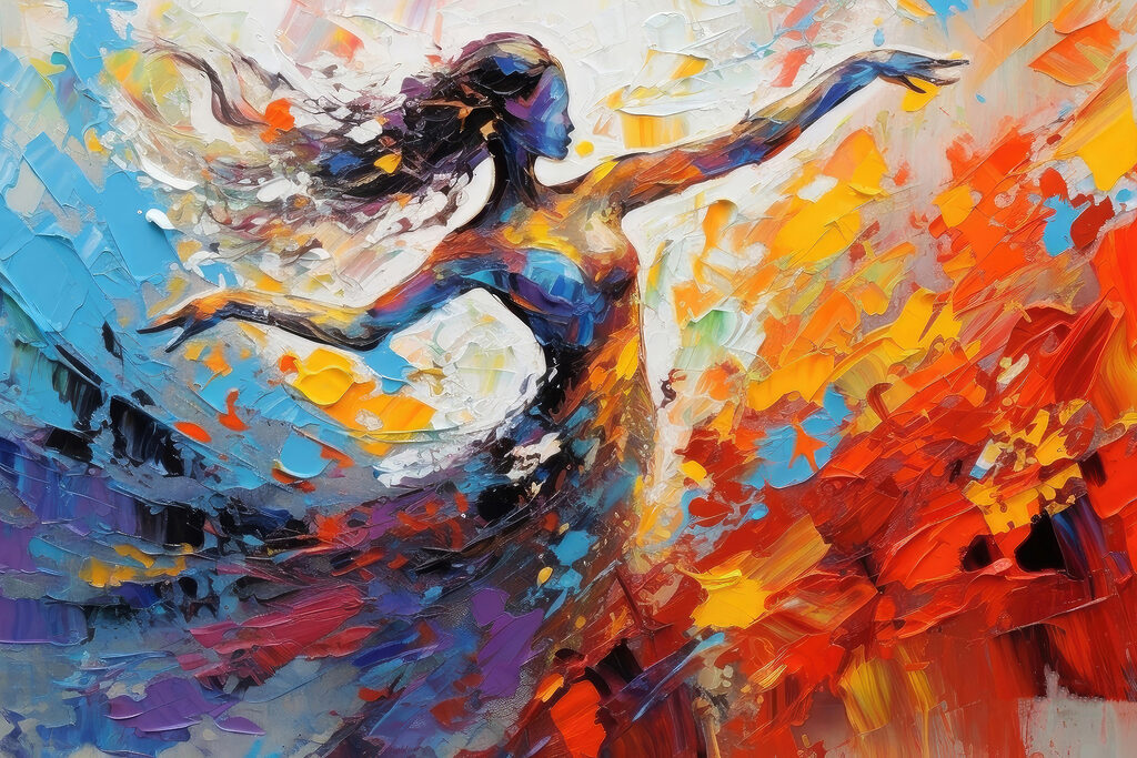 A painting of a woman dancing