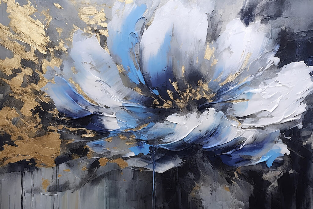 A painting of a flower