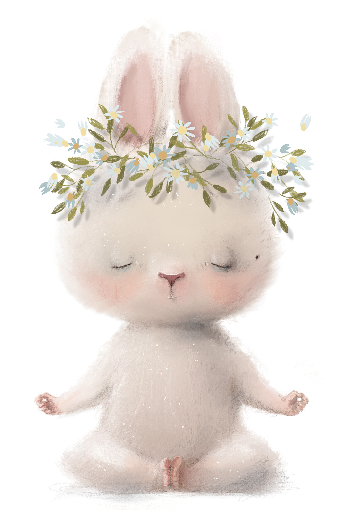 A cartoon of a bunny with flowers on its head A cartoon of a bunny with flowers on its head