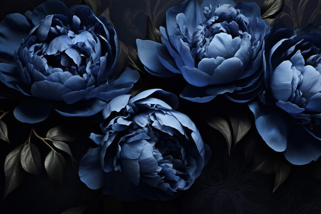 A group of blue flowers