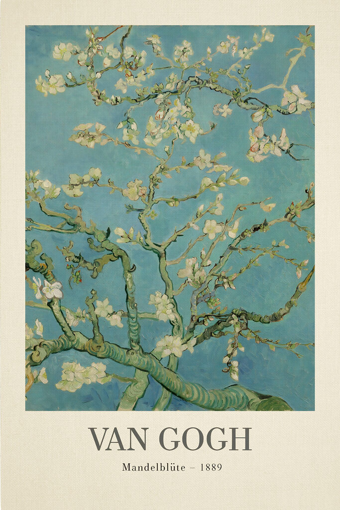 A painting of a tree with white flowers