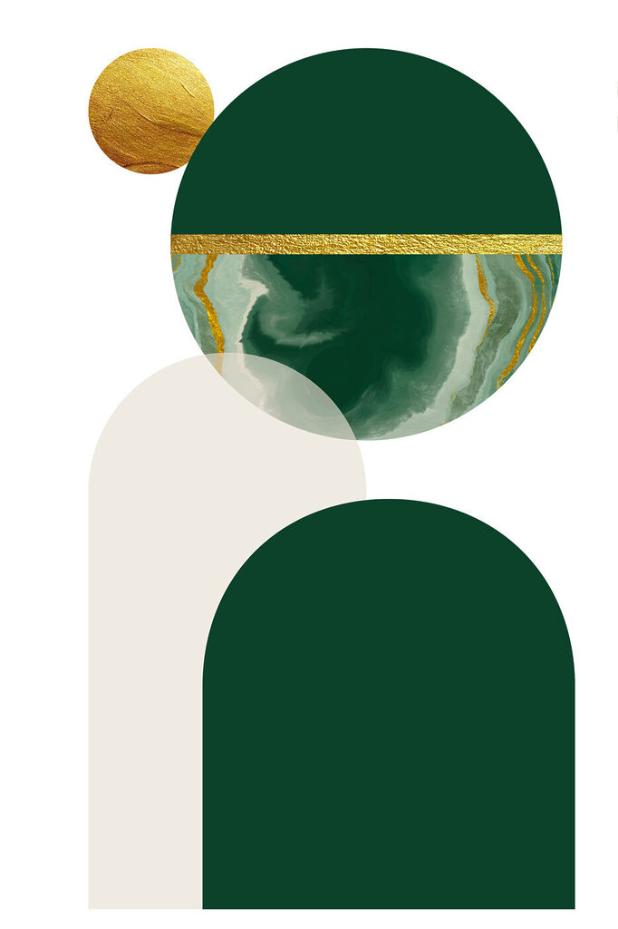 Circular harmony in green and beige Circular harmony in green and beige