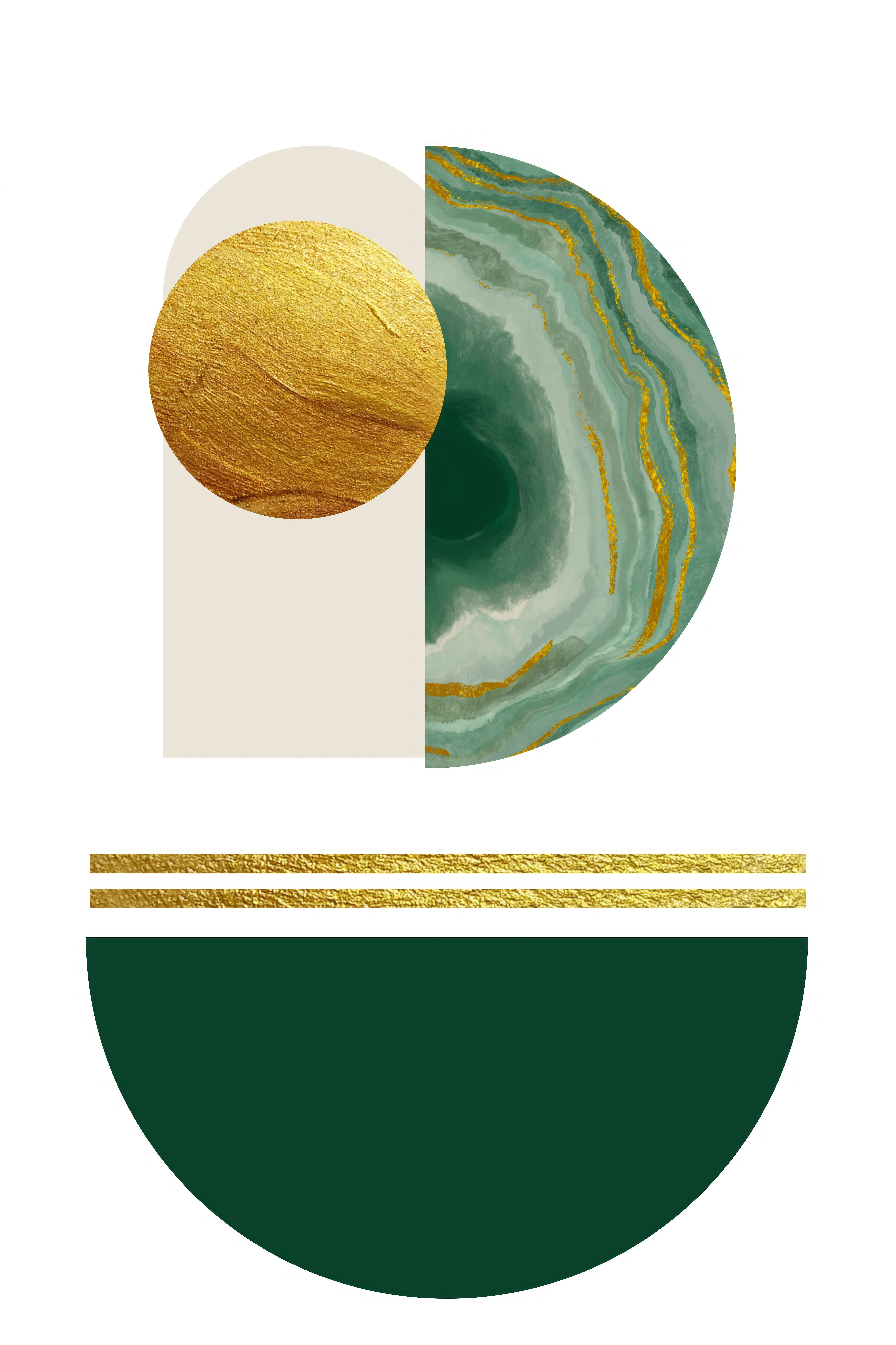 Abstract harmony in emerald and textures