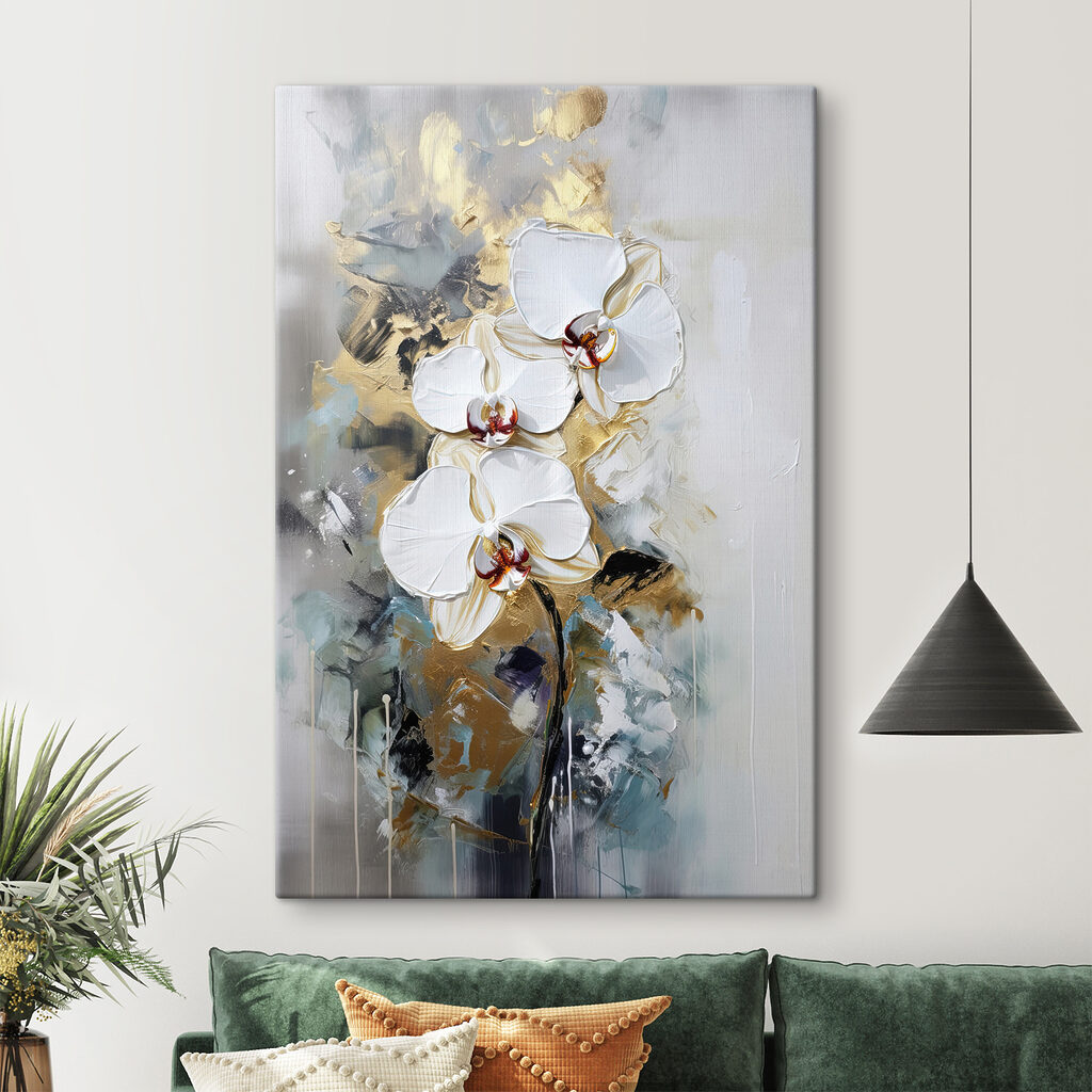 A painting of white flowers