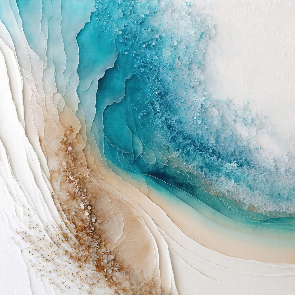A blue and white watercolor painting