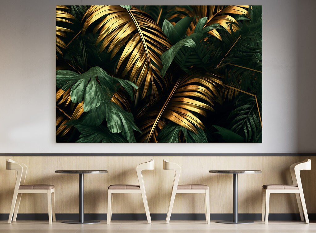 Lush leaves in shimmering hues