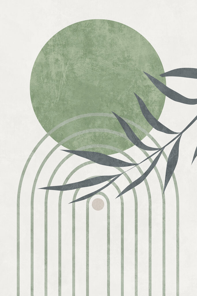 A green and grey art piece