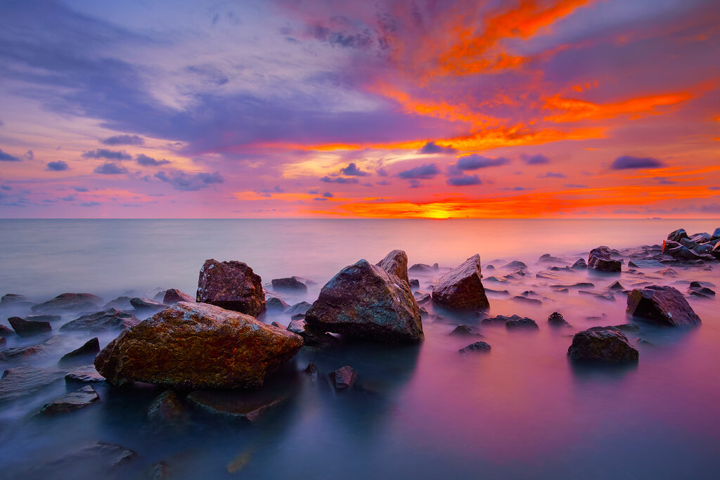 A group of rocks in water