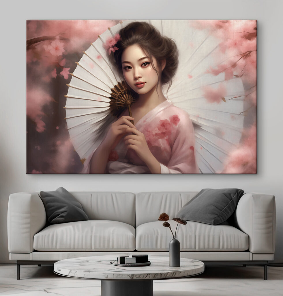 A woman holding a fan