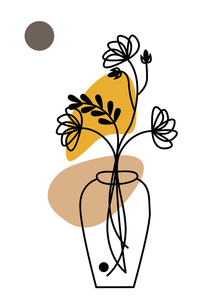 A drawing of a flower in a vase
