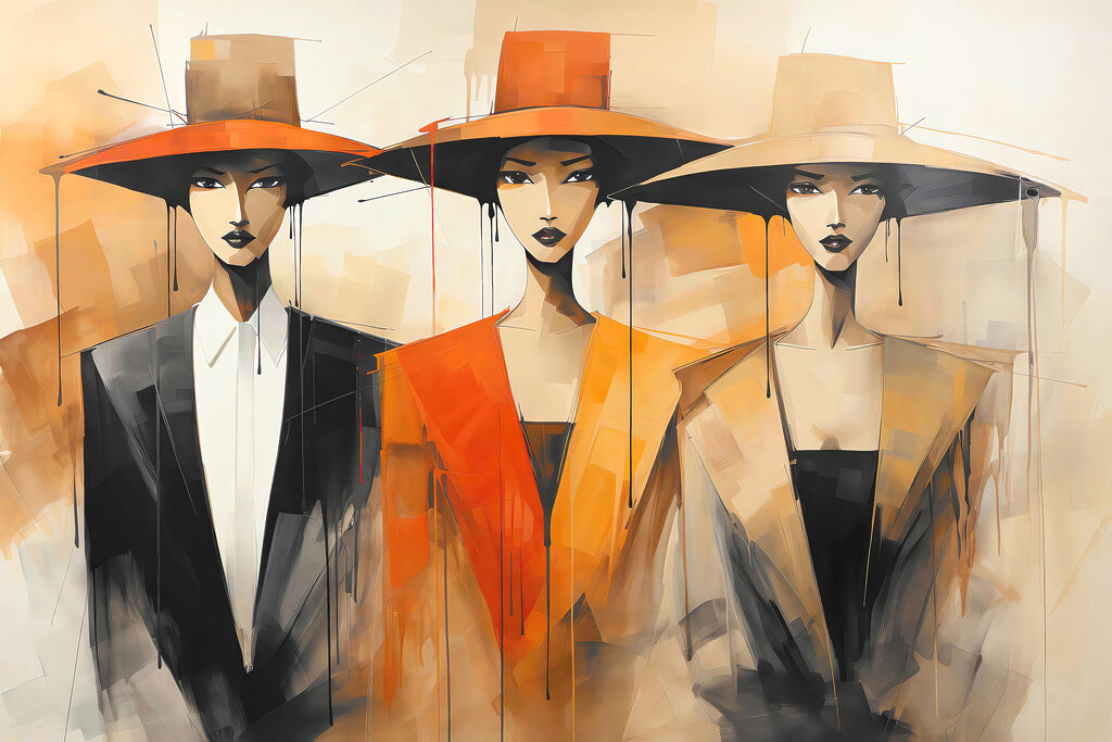 A group of women wearing hats A group of women wearing hats