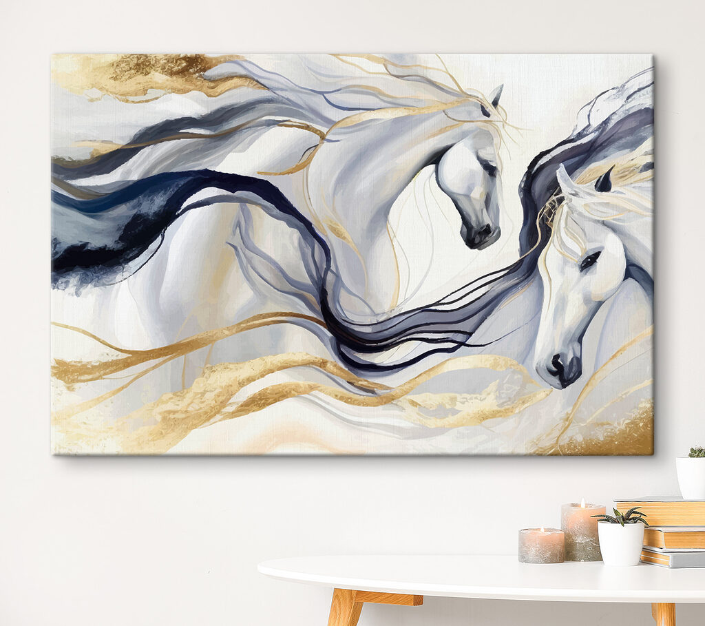Ethereal Horses Amidst Swirling Colors
