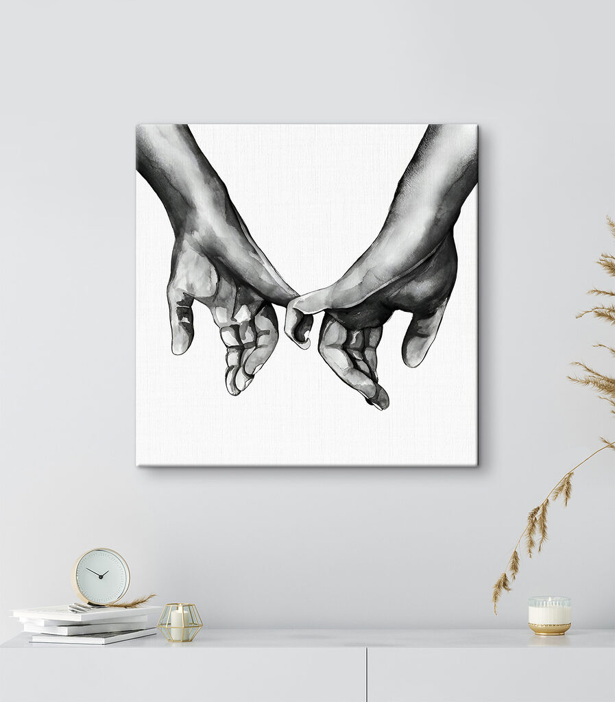 A drawing of two hands holding each other