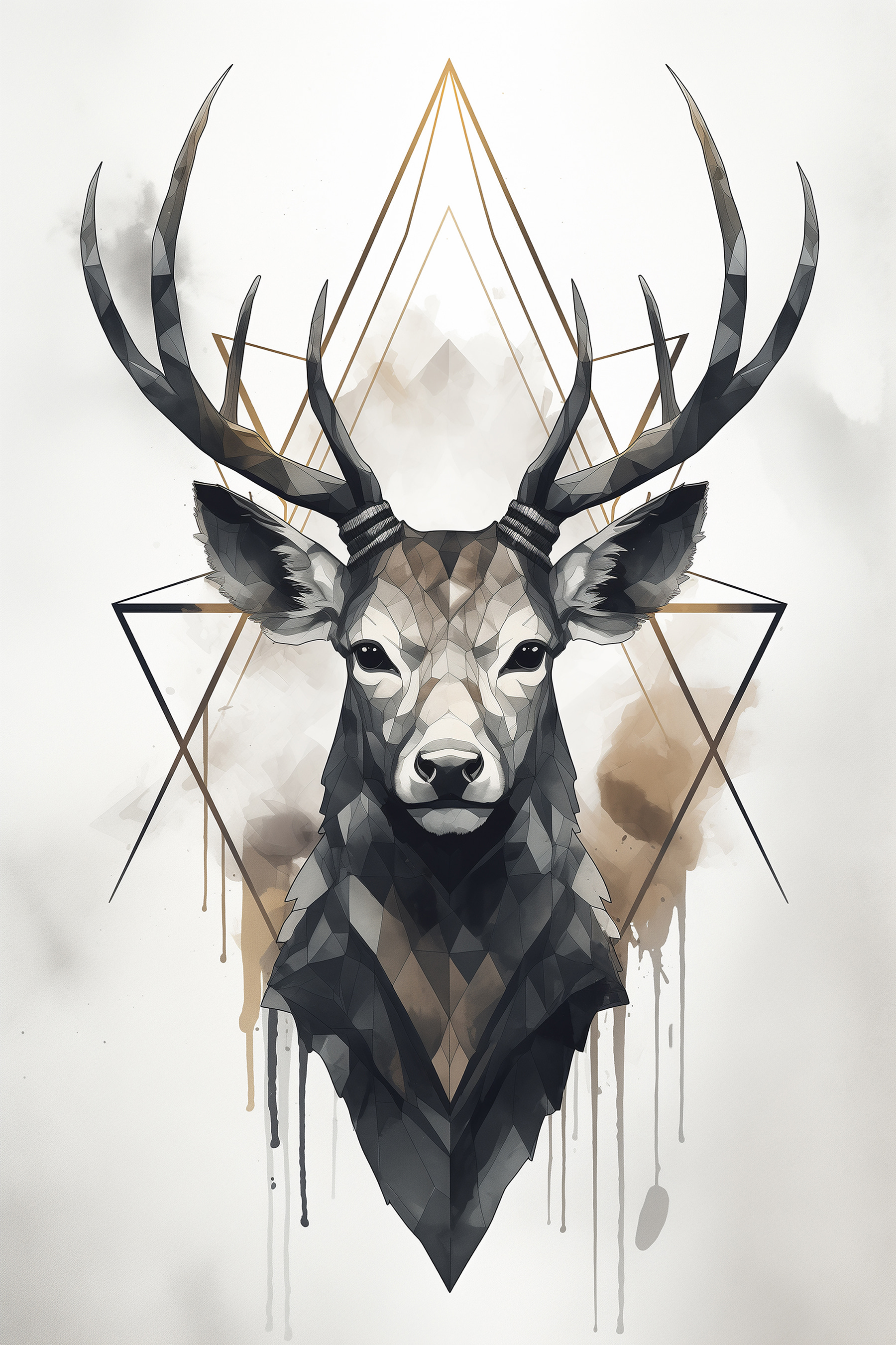 A painting of a deer with antlers