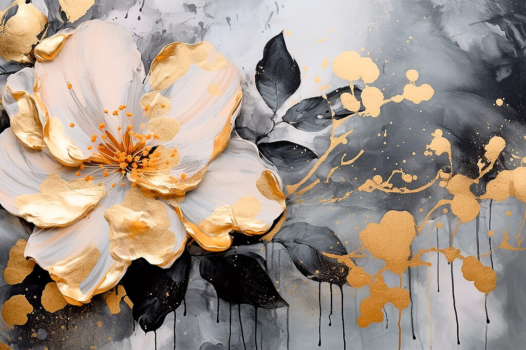 A painting of a flower