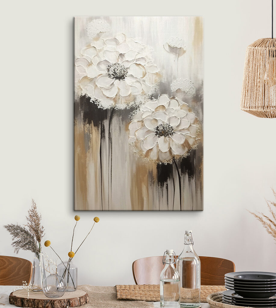 A painting of white flowers